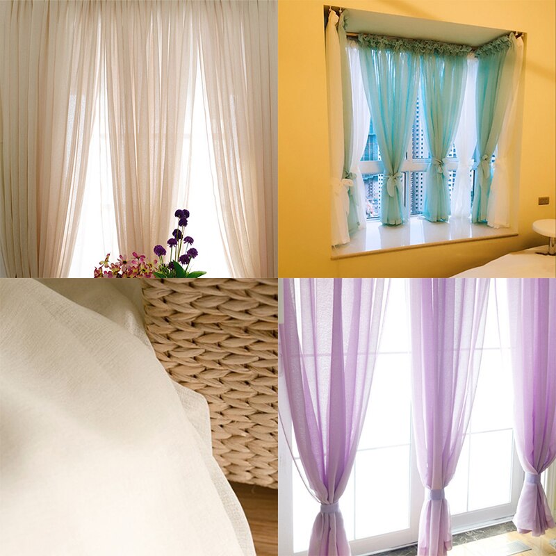 Moderne ensfarvede vindues tyl gardiner til stue soveværelse organza voile gardiner hotel dekoration garngardiner