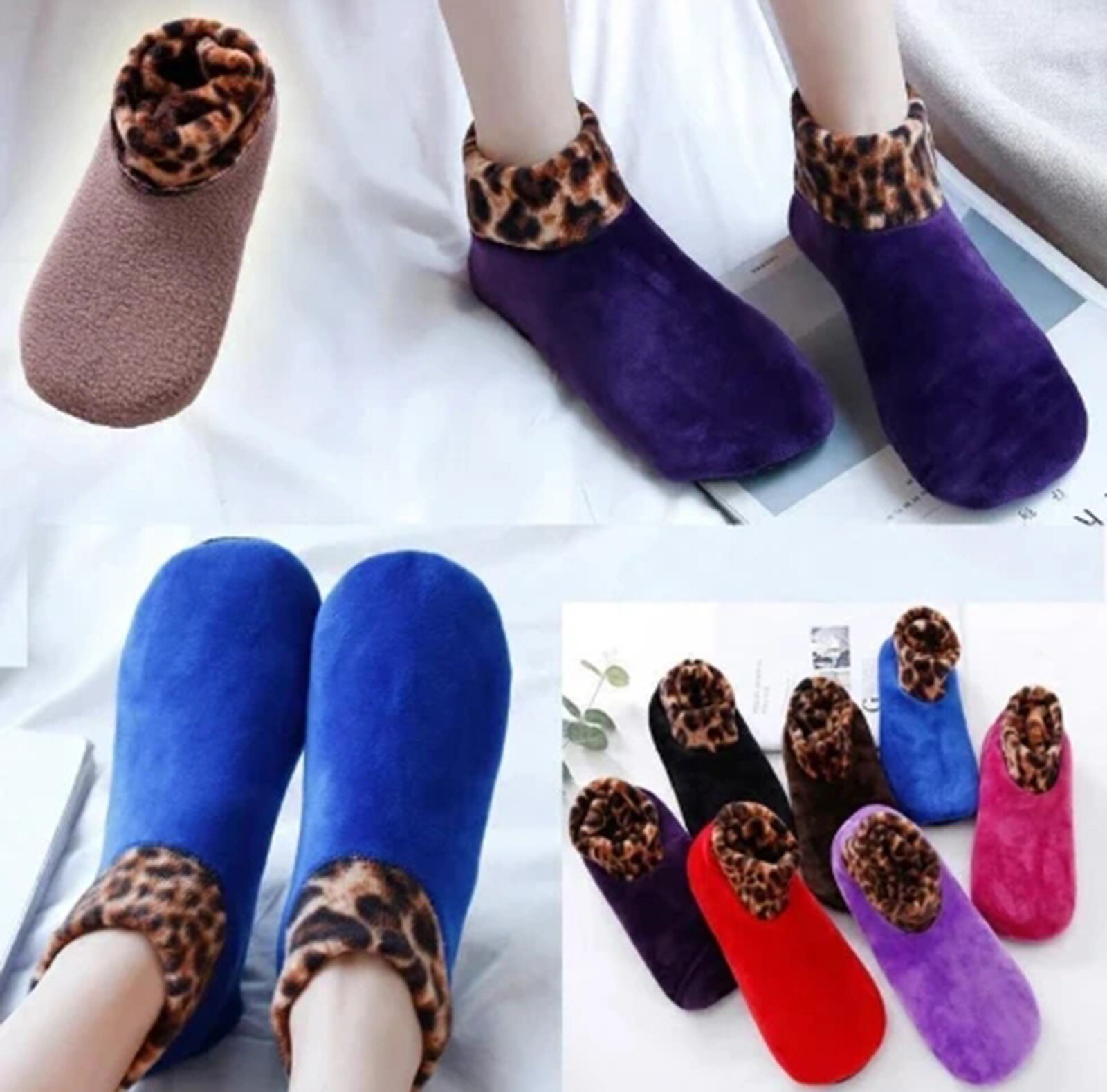 Women's Winter Warm Leopard Leg Warmers Bed Non Slip Home Indoor Non-slip Thermal Socks Female Winter Soft Outdoor Warm Socks