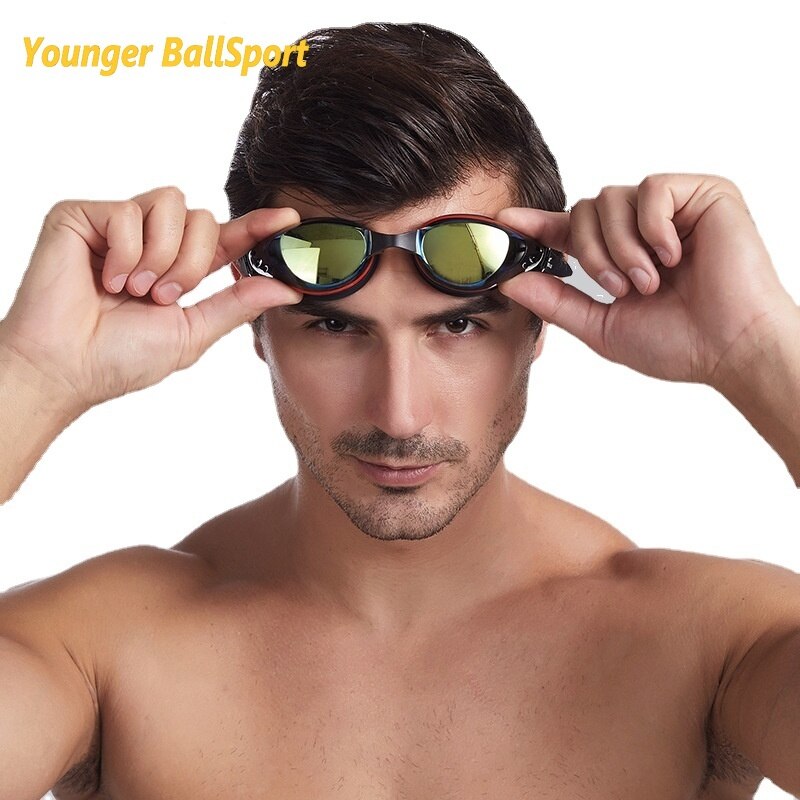 Lunettes de natation professionnelles pour myopie, avec bouchons d&#39;oreille, pince-nez, galvanoplastie, Silicone étanche
