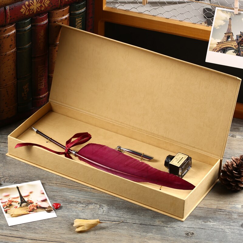 Antieke Natuur Zwaan Veer Dip Pen Set Engels Kalligrafie Kerstcadeau