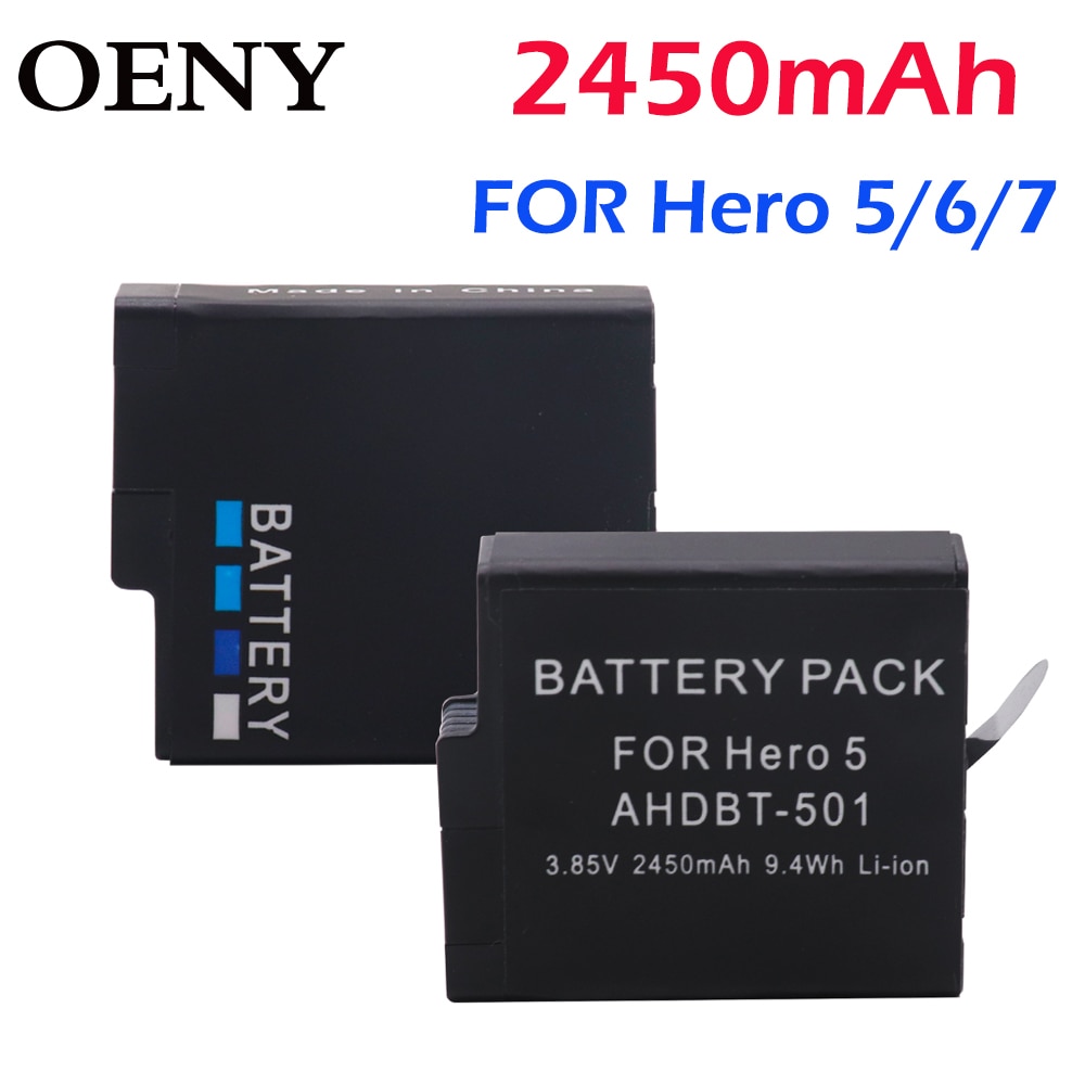 100% New2450mah Batterij Voor Gopro Hero 5 Go Pro Hero5 Hero6 Hero7 AHDBT-501 Camera Batterijen Accessoires
