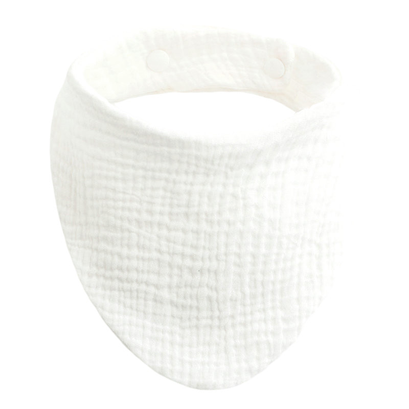 Baby Bibs Infant Soft Cotton Bib Newborn Solid Color Stripe Snap Button Triangle Saliva Towel Boy Girls Feeding Drool Burp Cloth: White