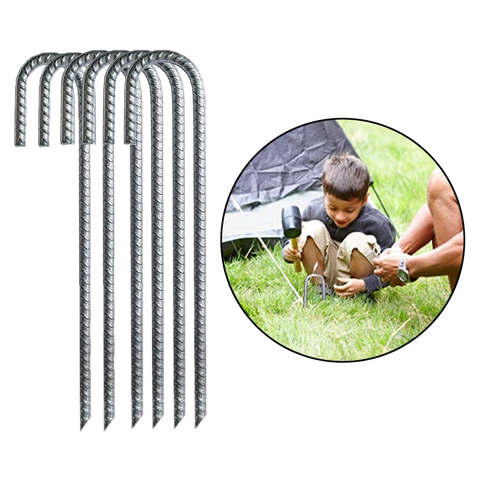 6pcs/set Steel Ground Rebar Stakes Plant Support Trampoline Anchors Gazebos Tents Trampolines