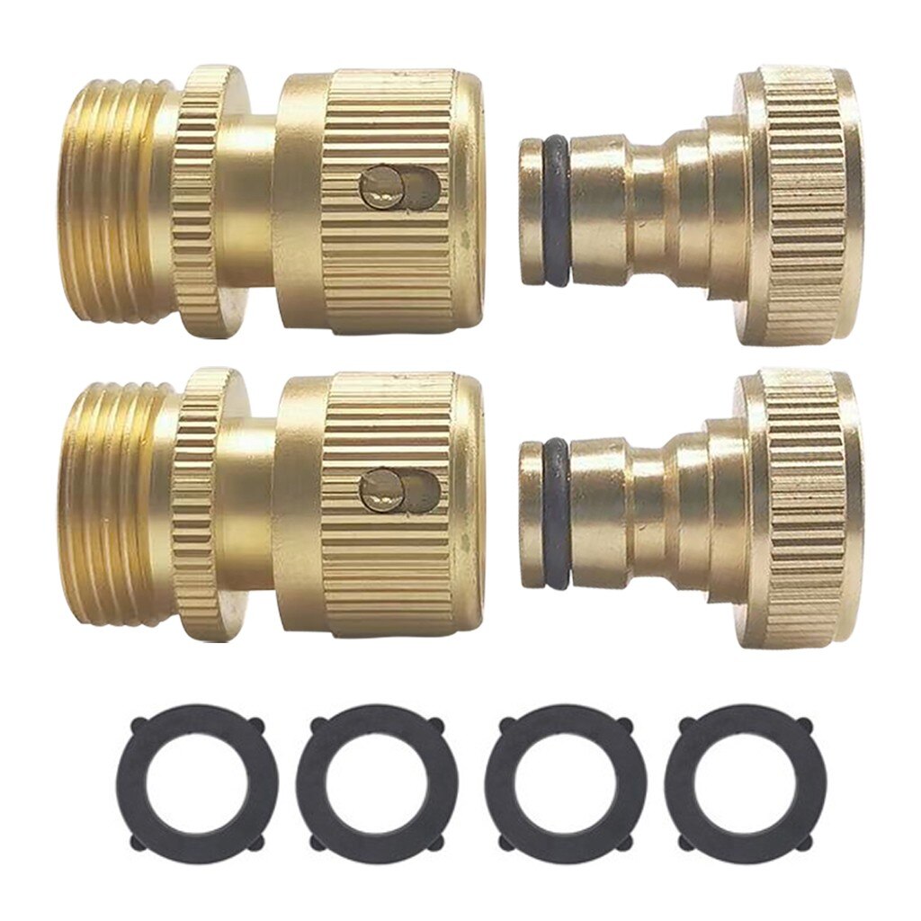 Super Heavy Duty 3/4 Inch Brass Water Shut Off Valve Outdoor Garden Hose Connector Accessories Fitting Pipe Connections Nozzle: C