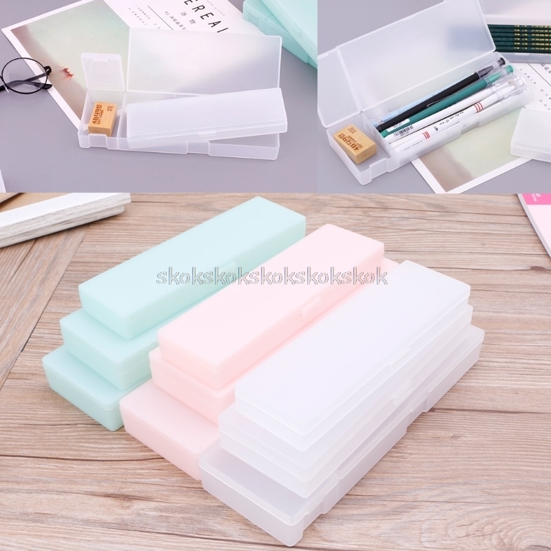 Boîte de rangement transparente PP stylo, boîte de rangement pour enfants fournitures scolaires de bureau matériaux muji style Au13 19