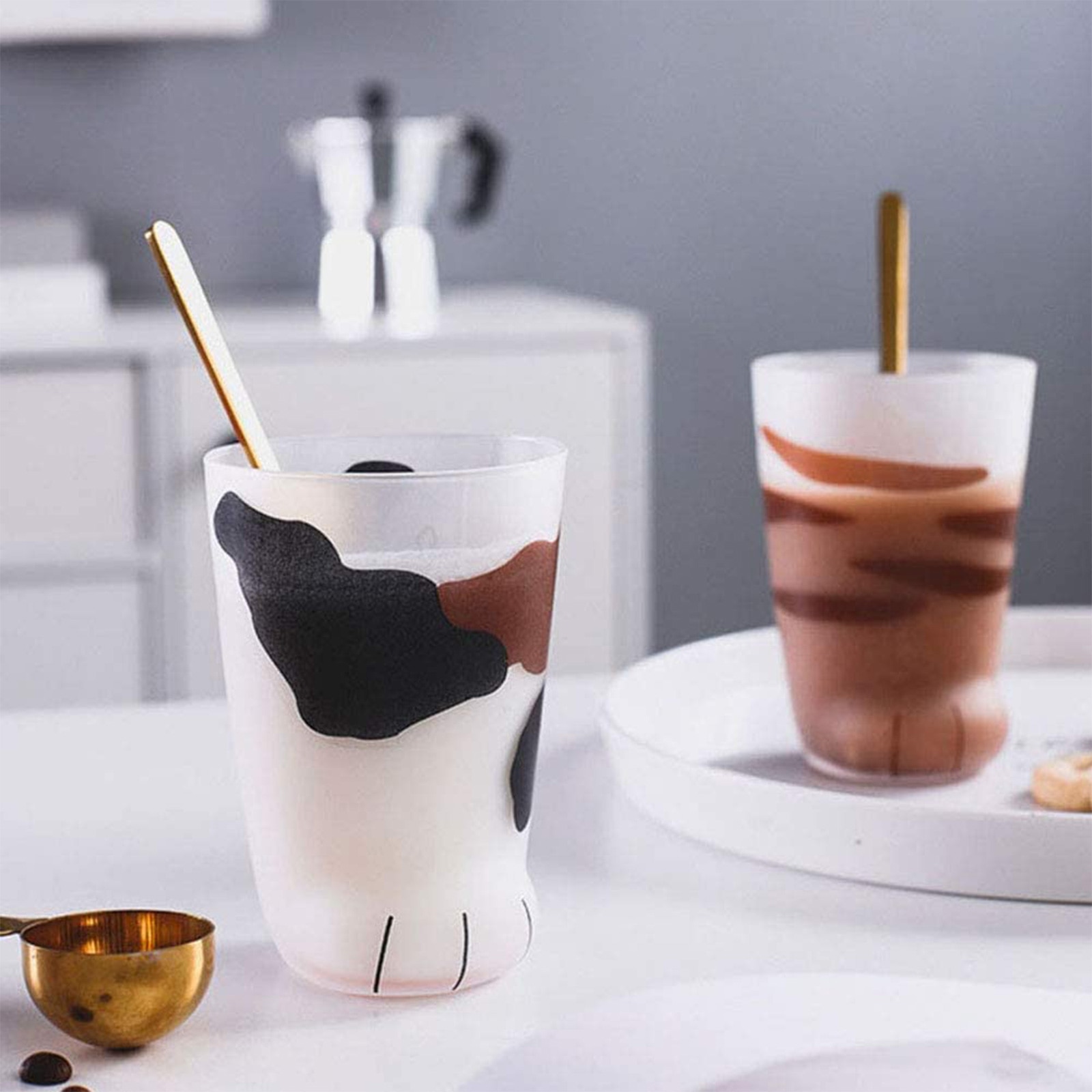 Leuke Kat Klauw Cup Ontbijt Melk Koffie Creatieve Thee Kopjes Persoonlijkheid Frosted Glas Koffie Mok Voor Mannen Vrouwen Kids Verjaardag