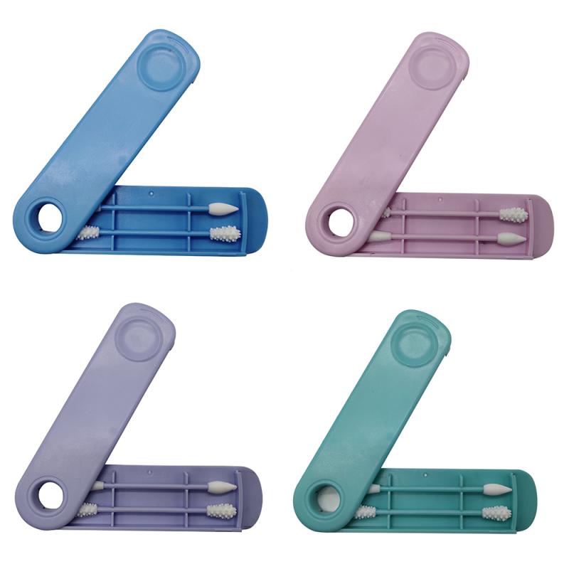 4/2pz tamponi di cotone riutilizzabili pulizia dell'orecchio bastoncini di silicone tamponi di trucco a doppia testa bastoncini strumenti di trucco flessibili morbidi