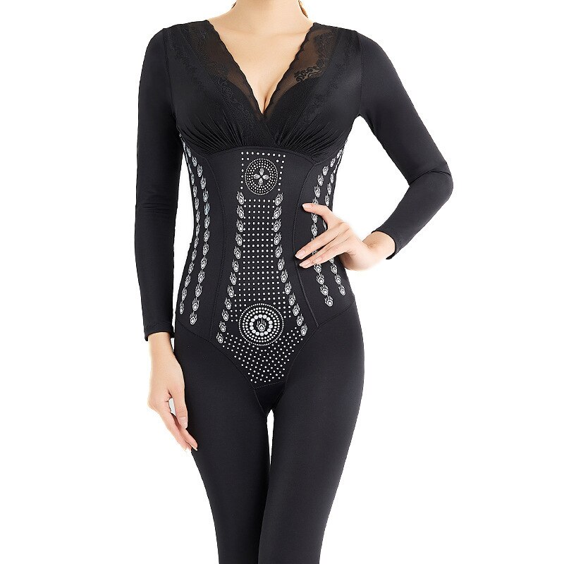 Ladies Caffeine Body Sculpting Bodysuit Autumn and Winter Long Back-off Abdominal Corset Waist Lifting Hip Slimming Clothes: Black / XL