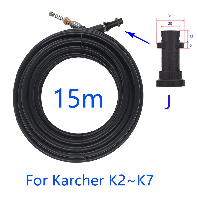 15 Meter Riool Drain Tuinslang Baggeren Schoner Kits Voor Karcher Lavor Interskol Huter Nilfisk Stihl Elitech Hogedrukreiniger: Black
