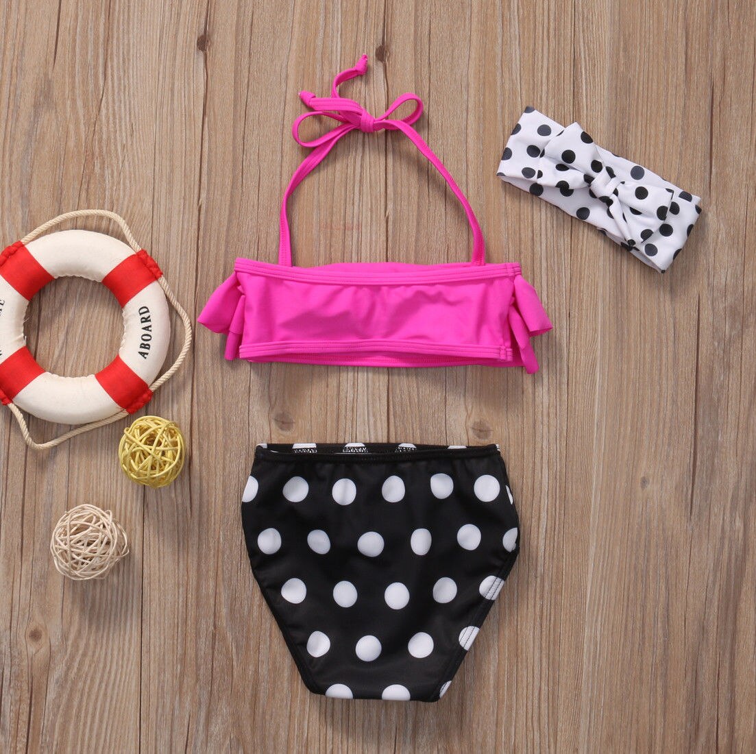 Klassisk baby pige bikini 3 -delt jakkesæt dejlige børn bikini sæt bade baby badedragt badetøj piger svømmedragt 1-6 år: 90cm