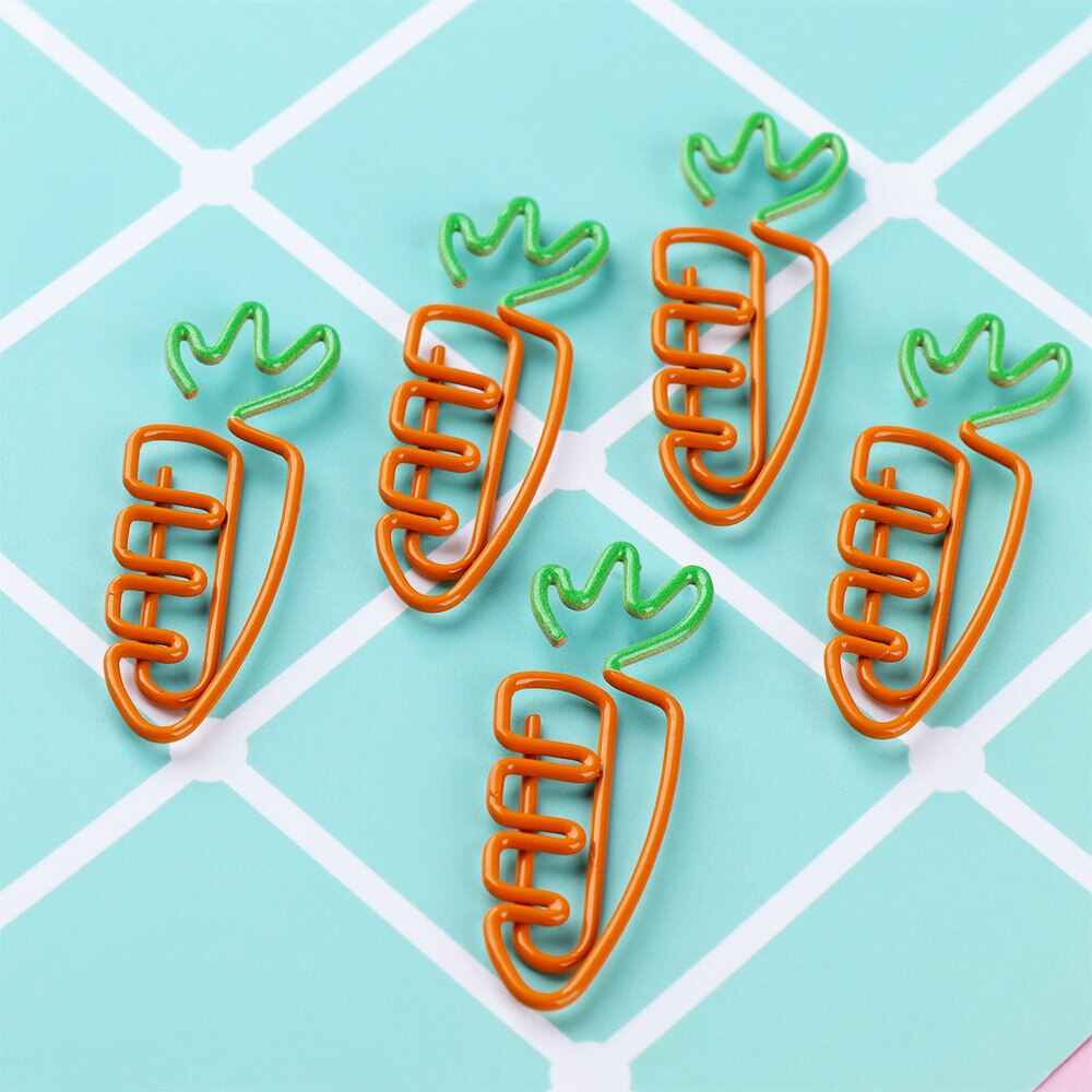 5 pièces trombones mignon dessin animé radis trombone signet papeterie fruits carotte papier Note métal Clip décoration