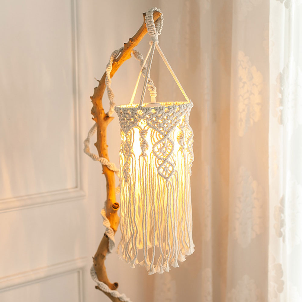 Bohemian Hand-Gebreide Lampenkap Macrame Opknoping Lamp Decoratie Woonkamer Bruiloft Decoratie Kwastje Lampenkap Tapestry