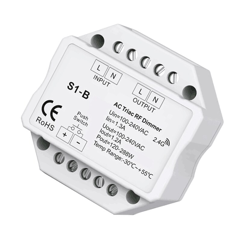 Led Dimmer S1-B Led Triac Rf Dimmer 100-240V Ac 2.4Ghz Draadloze Led Schakelaar Controller Voor Led lamp