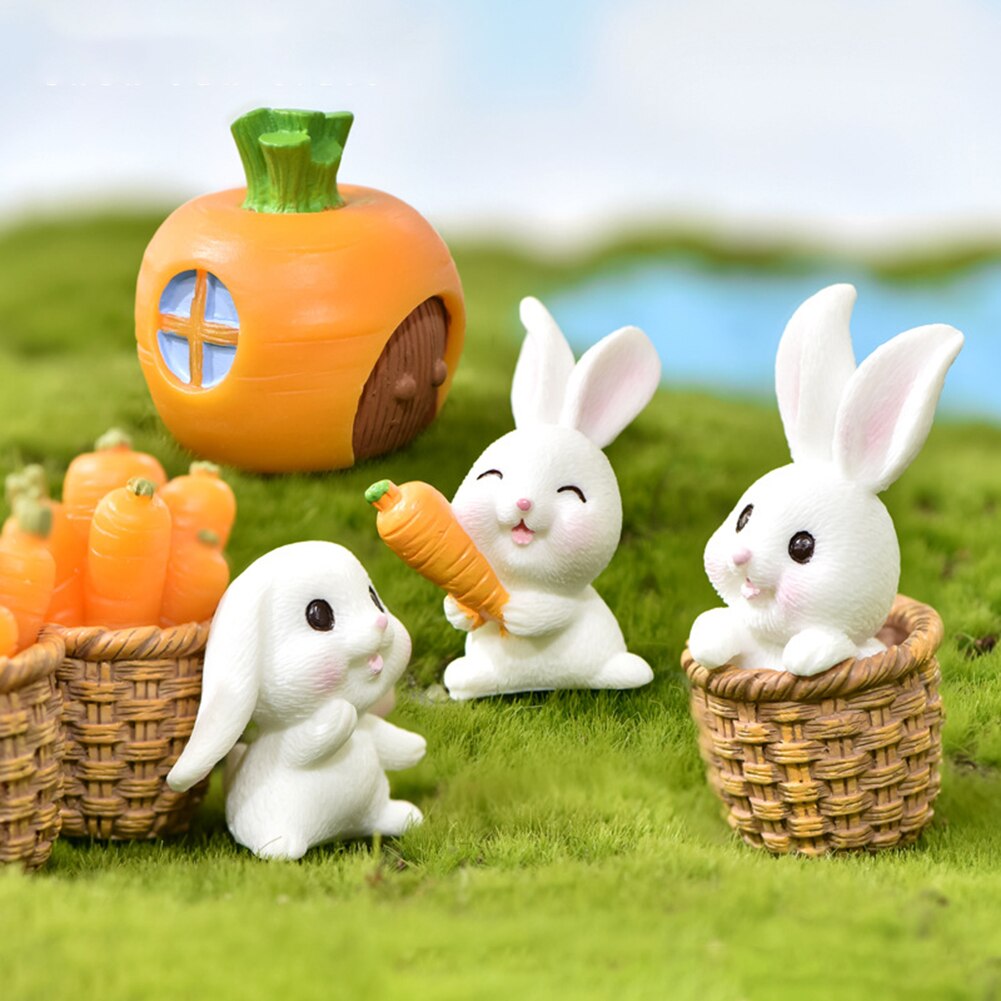 10pcs Mini Rabbit Ornament Figurine Bonsai Plant Pots Fairy Garden Decoration Do