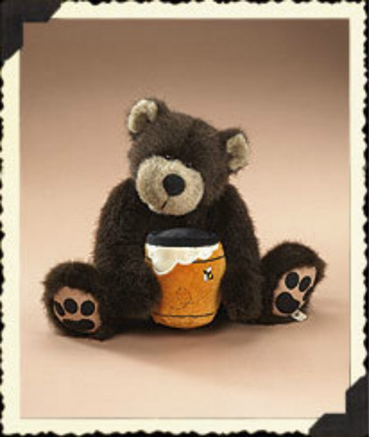 36cm ours en peluche porte-bonheur pour noël tenant un pot de miel ours en peluche marron articulé poupée jouet pour enfants peut s'asseoir et se tenir debout