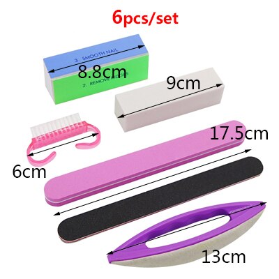 12-5Pc Professionele Nagelvijlen Buffing Schuren Files Block Manicure Nagel Art Buffer Polish Nagelvijl Nail art Tips Manicure: 6pcs (M)