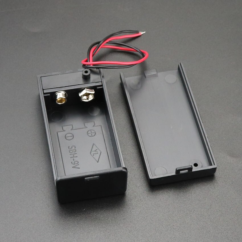 9v 6 f 22 batterikasse 9v volt  pp3 kasse til batteriholder med jævnstrømsstik med ledning til / fra-kontaktdæksel diy batterirum