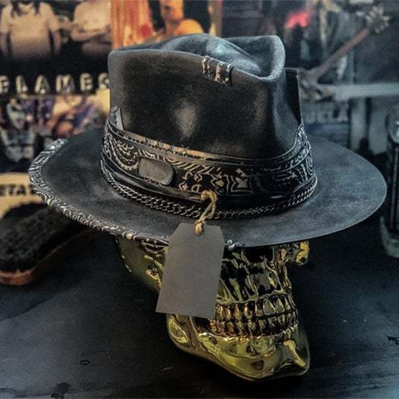 Chapeau de cowboy tête de mort fait à la main, pièce unique et chimsauna pour cosplay, masplay Tim ade, crâne effrayant, fête Billy