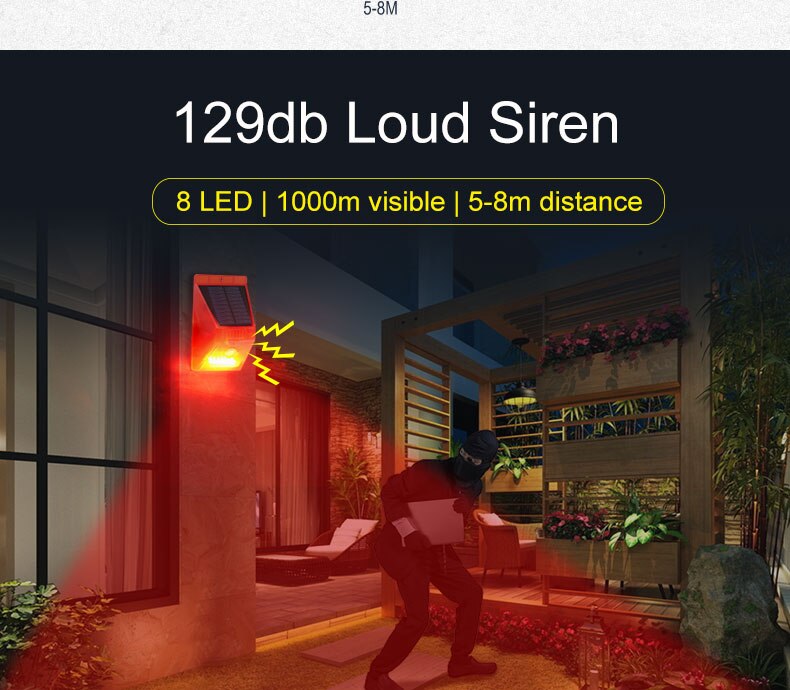 Solar sensor alarm, outdoor anti-theft alarm, breeding orchard farm, infrared remote control alarm light