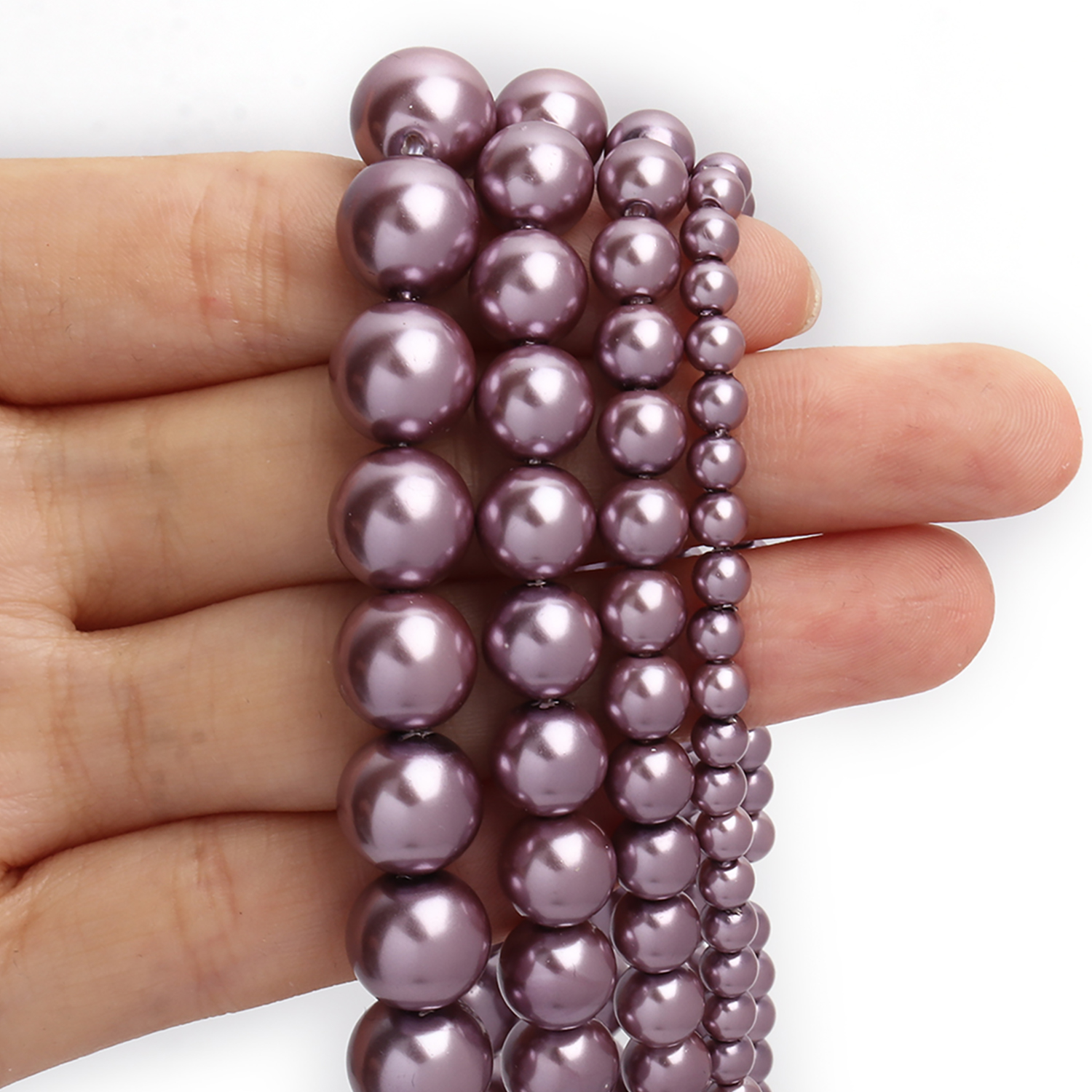 de cuentas de perlas de imitación de vidrio, cuentas espaciadoras de color rosa claro para fabricación de joyería, accesorios de pulsera Diy 4 6 8 10mm: Azul cielo / 8 mm