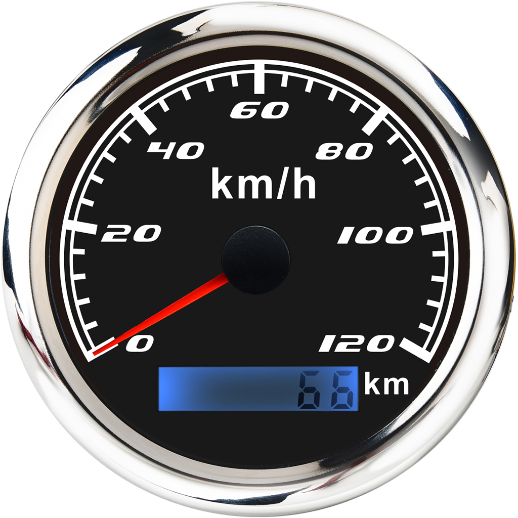 Marine Car Digital GPS Speedometer Gauge 0-120 km/h 85mm 316L Black