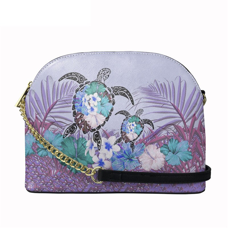 Nopersonality Polynesische Schildpad Met Hibiscus Print Vrouwen Pu Lederen Tas Brand Luxe Shell Tas Stijlvolle Schoudertas: HTBE129D49