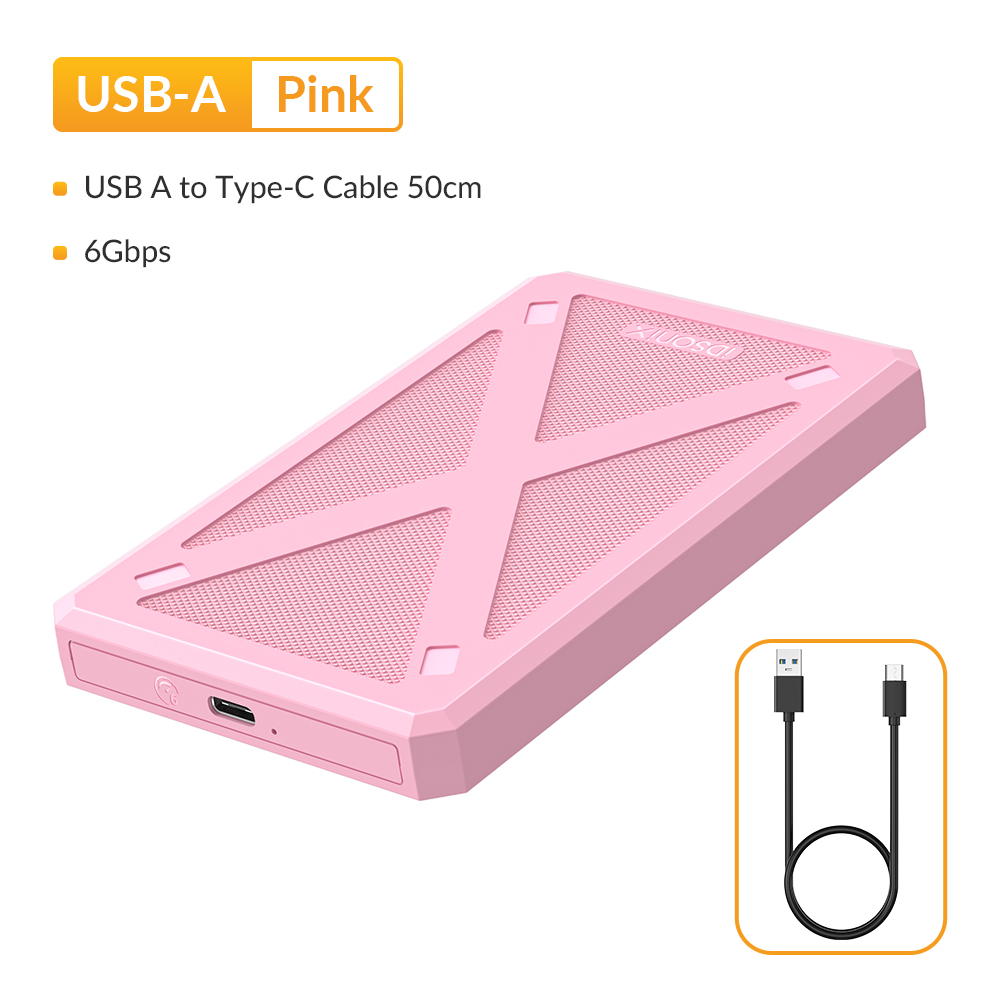 IDsonix-carcasa para disco duro SATA SSD de 2,5 pulgadas, USB tipo C a SATA3.0, 6Gbps, carcasa para disco duro externo para PC, portátil, almacenamiento de datos: Azul cielo