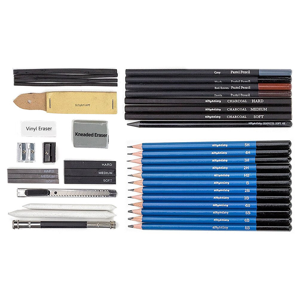 40pcs Sketching Drawing Pencils Kit Set Wood Pencil for Art Supplies School Students Painting Stationery Set
