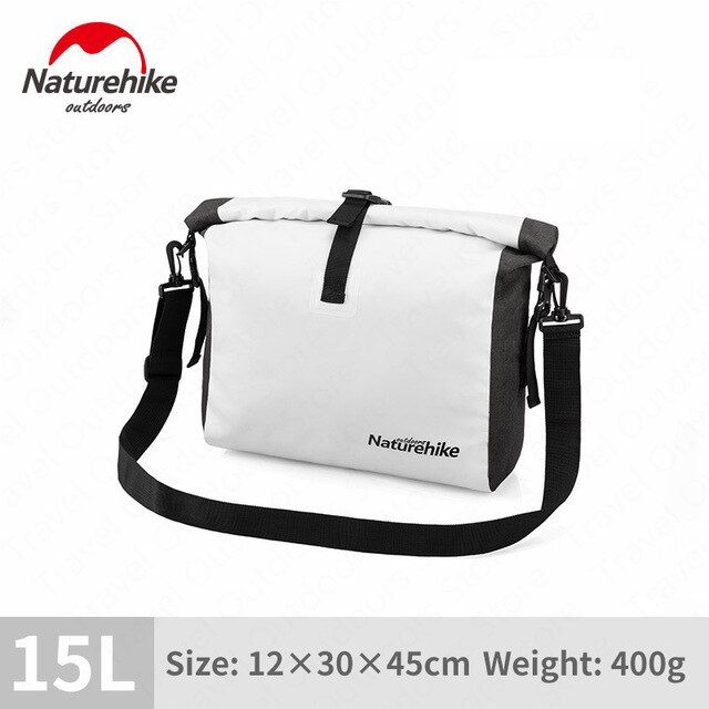 NatureHike Sling Waterproof Stuff Sack Roll Top Bag Drybag Waterproof Dry Sack for Kayaking Fishing Rafting Boating Beach Travel: 15L White