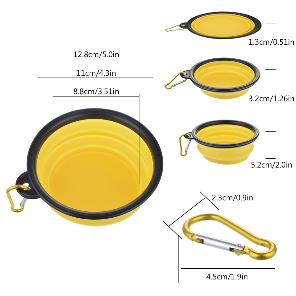 Pet Bowl Folding Silicone Travel Dog Bowls Outfit Feeder Walking Portable Water Bowl For Small Medium Dogs Cat Bowls Accessories: B-3 12.8x5.5cm