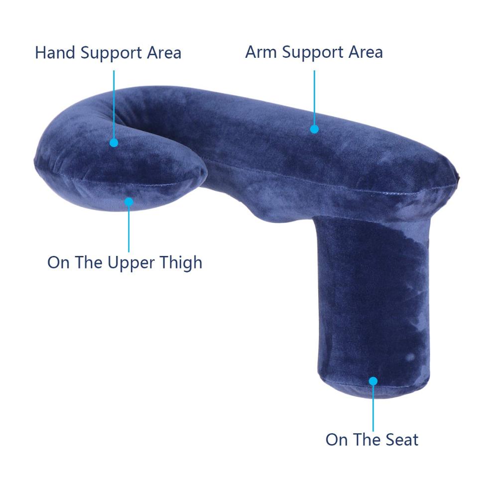 Airplane Armrest Pillow Inflatable Travel Pillow, Comfortable Armrest Extender, Washable Super Soft Slipcover, Portable Travel