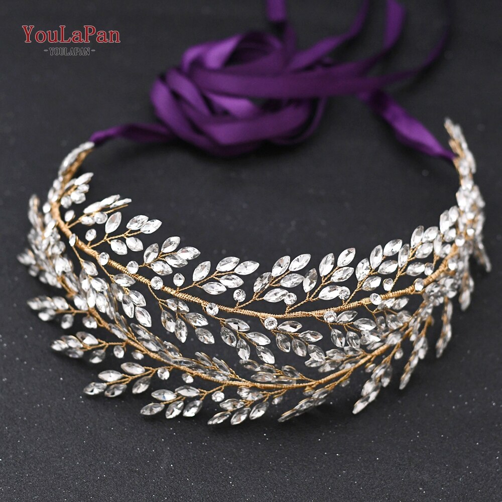 Youlapan  sh308- g gouden strass riem bruidsriem sjerp trouwjurk riem kristal applicatie voor bruidsmeisjesjurk jurk riem: Paars lint
