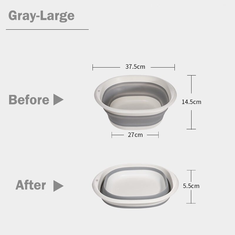Plastic Folding Basins Portable Wash Basin Home Outdoor Laundry Tub Bathroom Kitchen Accessories Wash Basin 3 Models: Large Gray