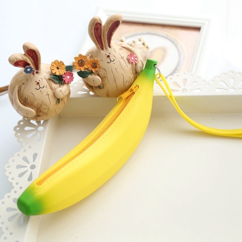 Eggplant Bean Pod Shaped Pen Case Silicone Pencil Bag Students Pencil Bag Primary Secondary School Stationery Kawaii Pencil Case
