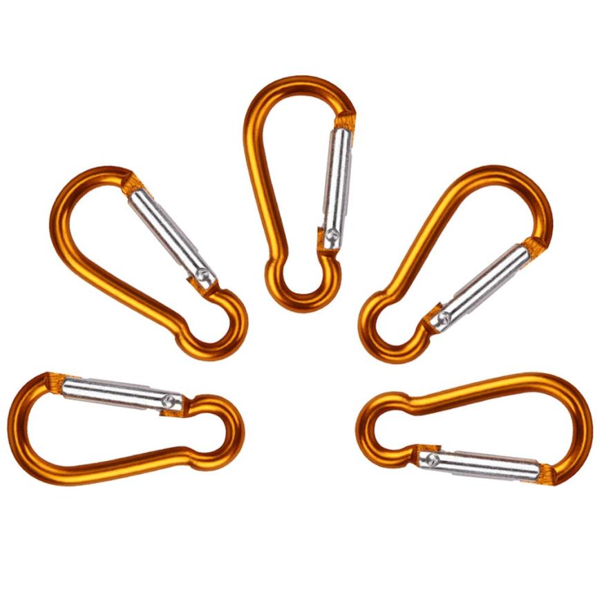 Outdoor Klimmen Quickdraws 5 Stuks Aluminium D Karabijnhaak Sleutelhangers Spring Snap Clip Haken Sleutelhanger Karabijnhaken APrr21 # E20: YELLOW