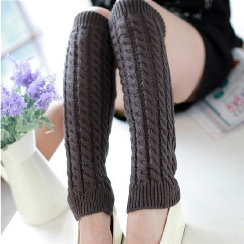 Jambières chaudes pour femme, en tricot solide au Crochet, pour bottes, manchettes, chaussettes longues, hauteur du genou, 40cm