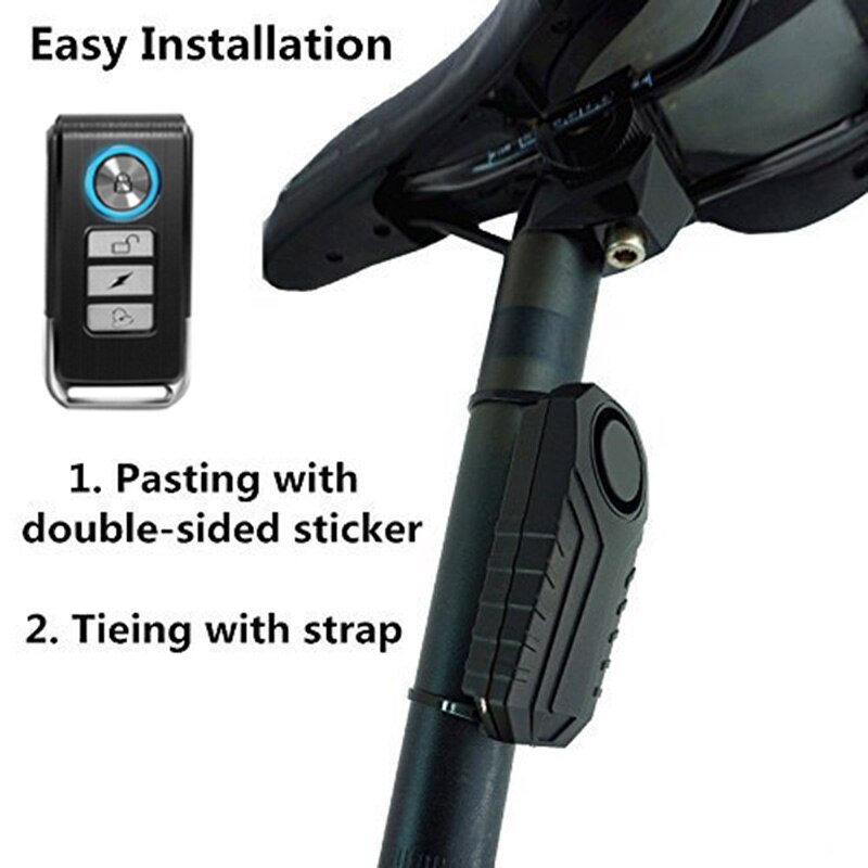 Nyligt 113db trådløse tyverisikring vibrationer motorcykel cykel vandtæt sikkerhed cykel alarm med fjernbetjening 19 ing
