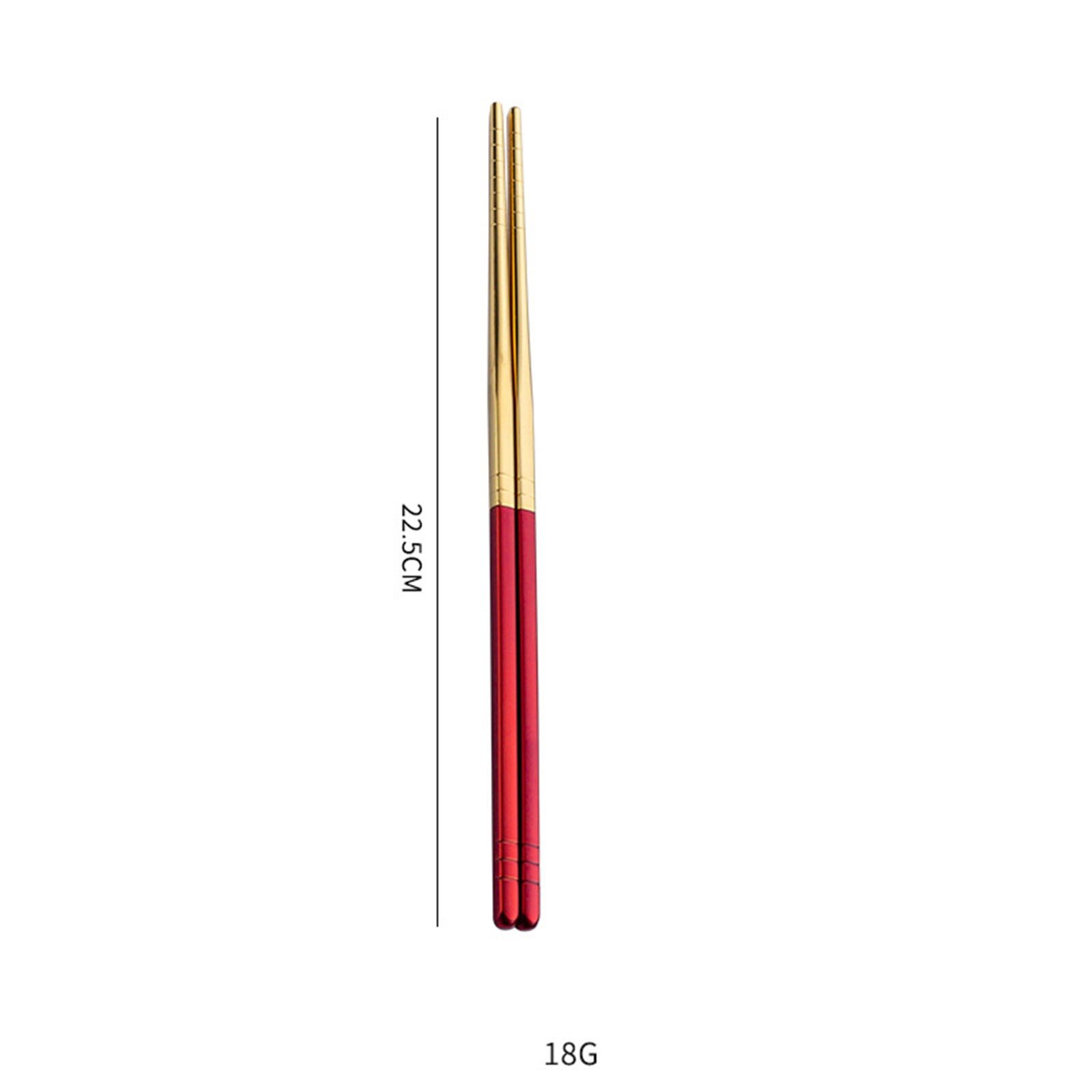 Baguettes en acier inoxydable, 1 paire de baguettes en métal de Style coréen vaisselle de table Portable réutilisable: Red
