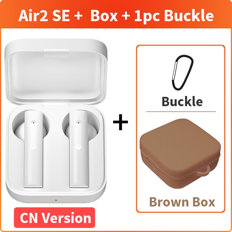 Écouteurs Bluetooth sans fil d'origine Xiaomi Air 2 SE écouteurs Air2 SE TWS Mi Ture SBC/AAC contrôle tactile: CN Add Brown Case