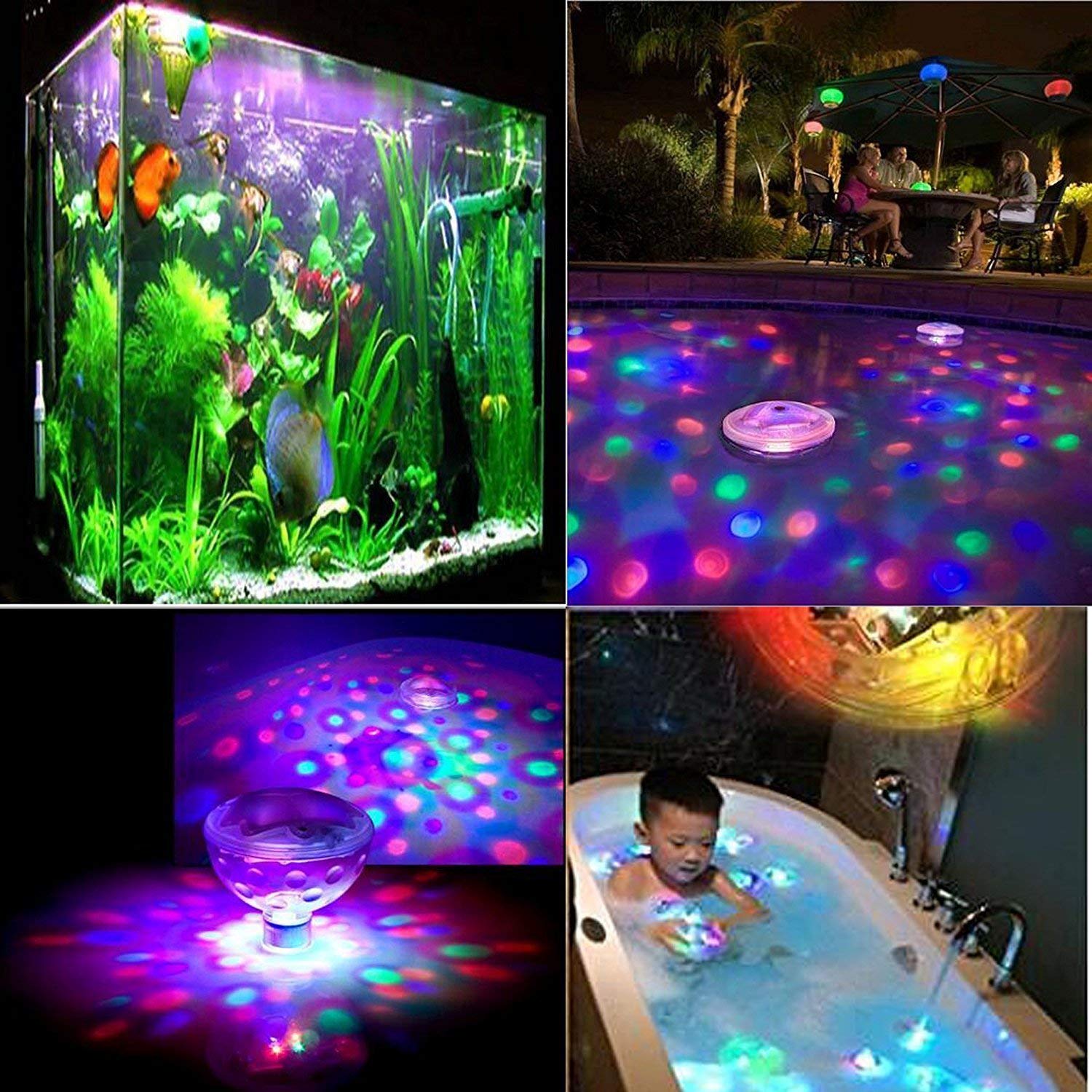 Lámpara LED de Disco sumergible RGB con luz flotante subacuática, 2/4/8 Uds., lámpara de baño para bebés y Spa para piscina y piscina, espectáculo de luces