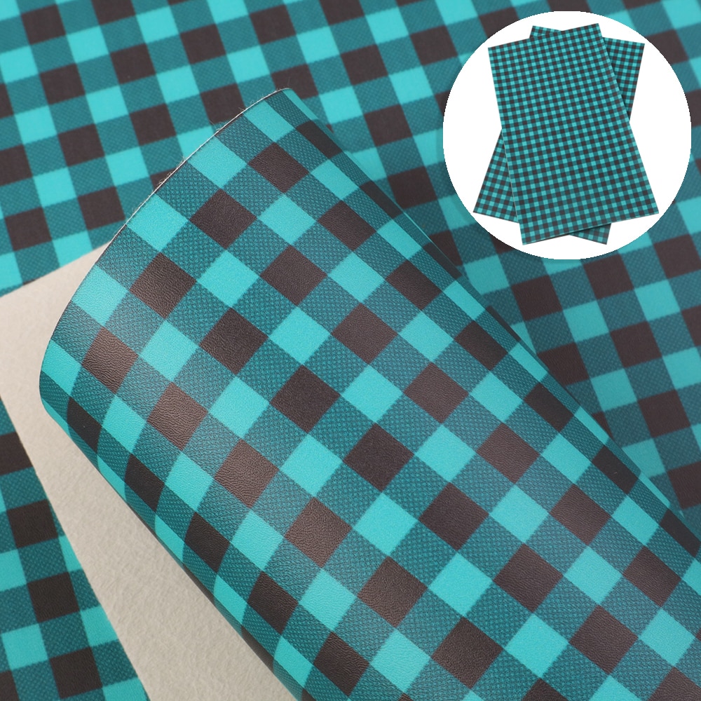 David tilbehør 20*33cm plaid glat imiteret læder stof til sløjfer syntetisk læder gør-det-selv håndlavede materialer ,1 yc 11255