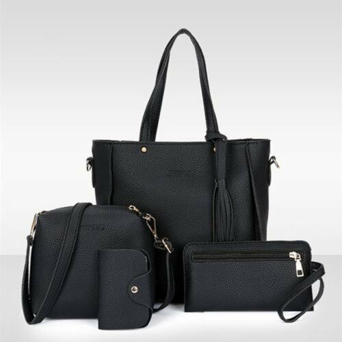 4 Stks/set Vrouwen Lady Lederen Handtassen Messenger Schoudertassen Purse Tote Satchel