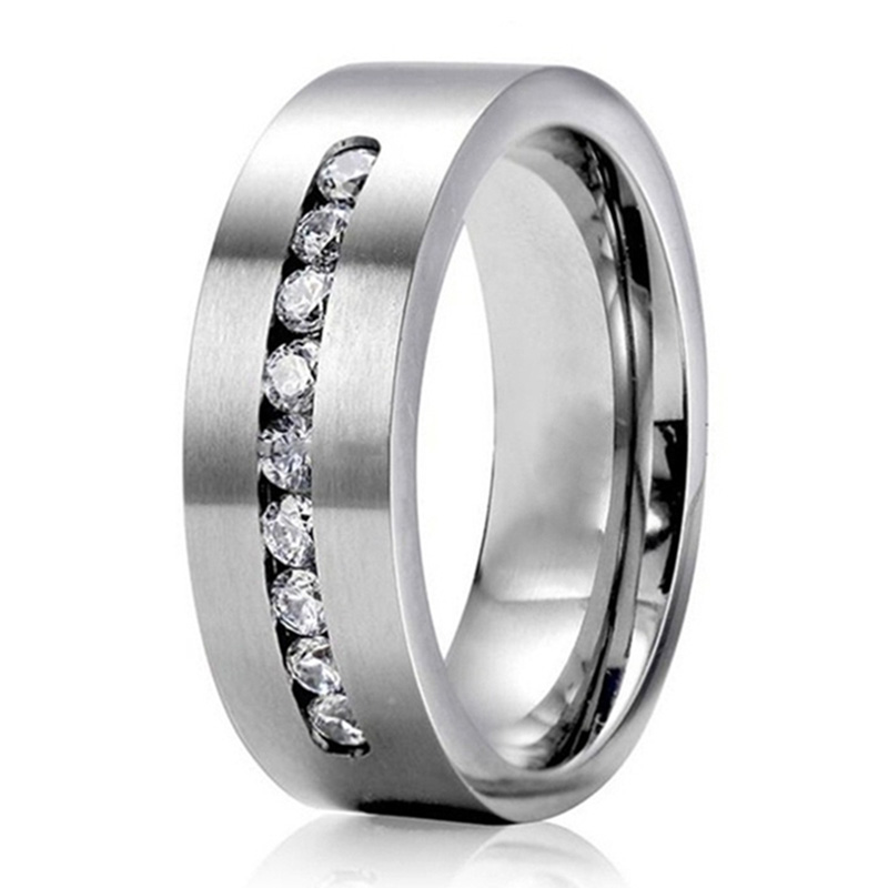 Par ringe - simpel rustfrit stål mænd ring kvinder hjerte krystal rhinestones ringe sæt bryllup forlovelsesring ring
