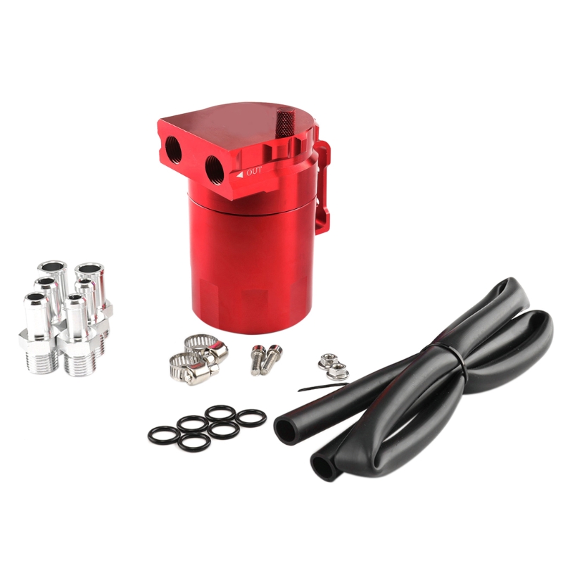 Universal Oil Catch Can Kit Reservoir Tank Engine Black Polish Baffled Aluminum