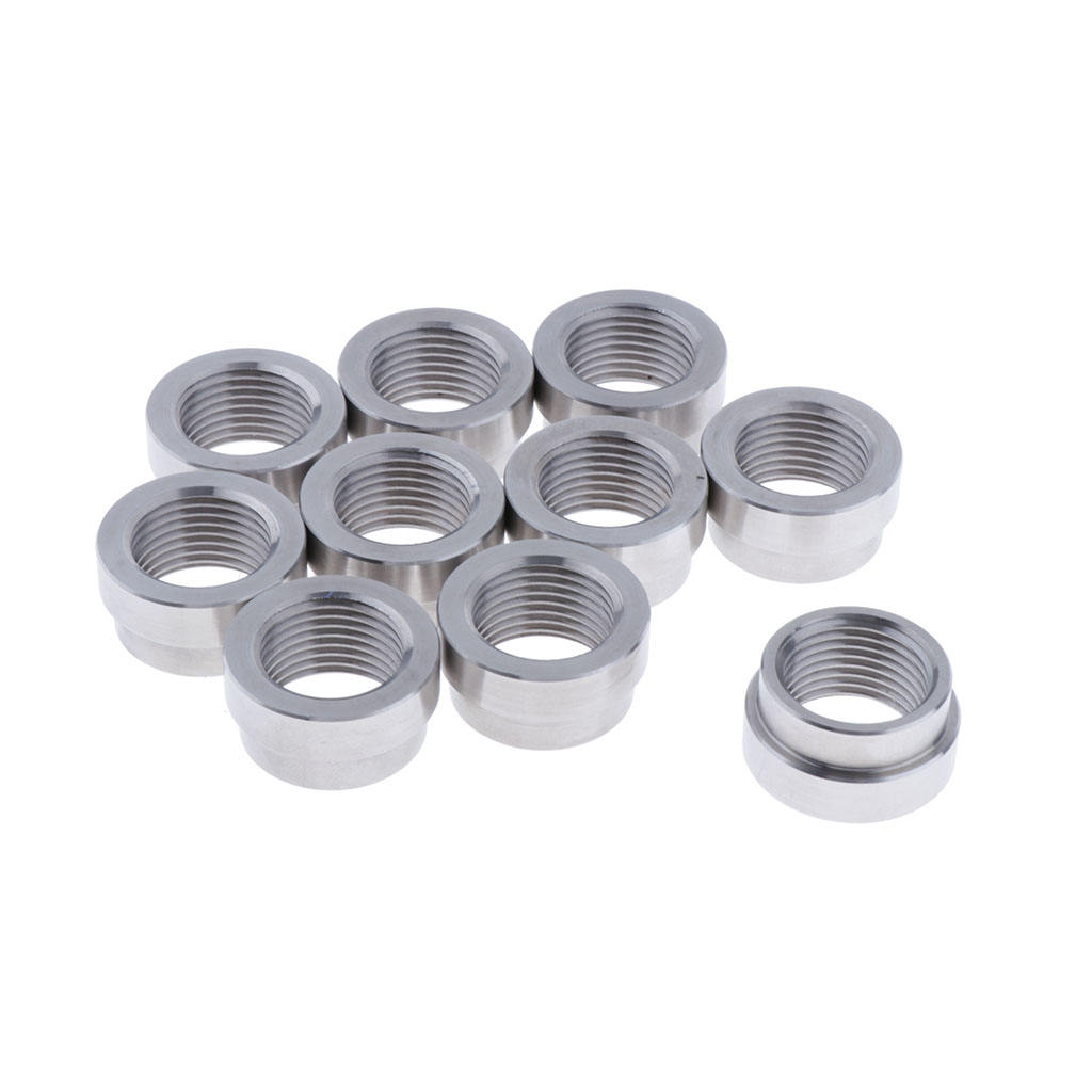 O2 Oxygen Sensor 10pcs/set Weld on Stepped Nut Bung Extension Kits M18x1.5