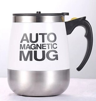 Automatisk selvrørende magnetisk krus 304 rustfrit stål kaffemælk blandekop blender smart mixer termisk kop: Hvid