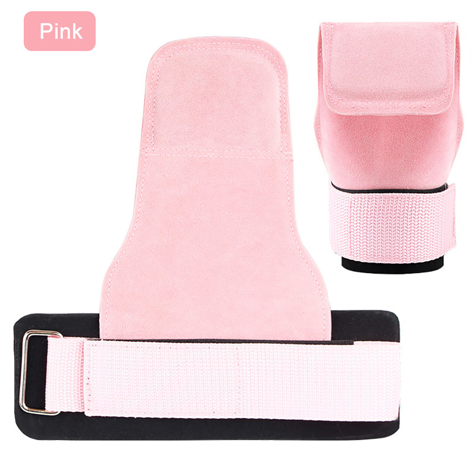 1Pcs Koeienhuid Gym Handschoenen Anti-Slip Gewicht Power Riem Lifting Pads Deadlift Riem Workout Crossfit Fitness Handschoenen Palm bescherming: Rood