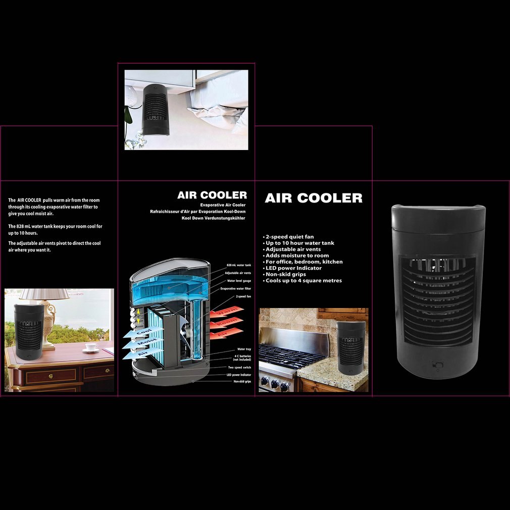 Practical 2 Speeds Home Office Evaporative Air Cooler Fan Portable Size Low Noise Air Conditioning Fan