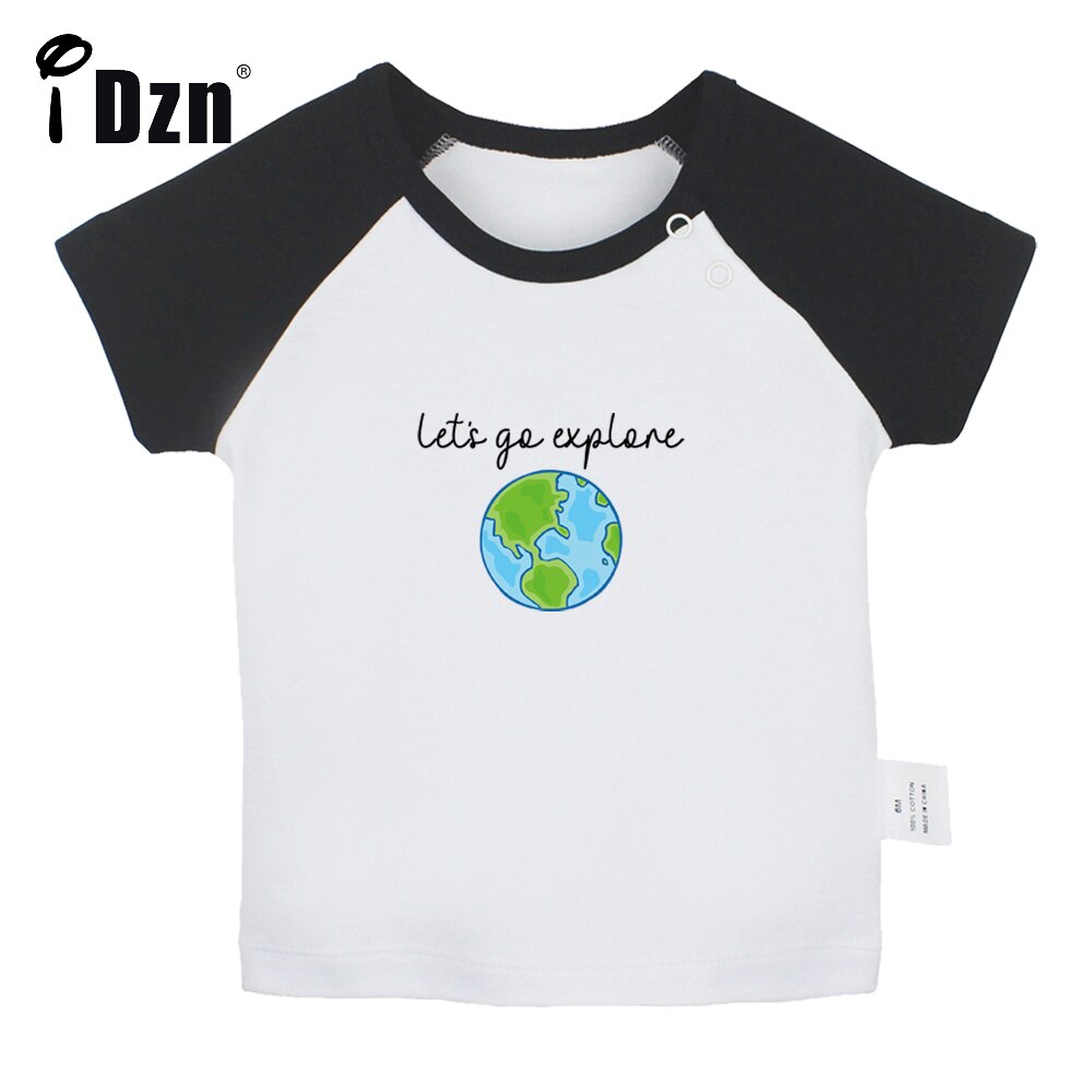 Idzn Laat Gaan Verkennen Aarde Fun Art Gedrukt Baby Jongens T-shirts Leuke Baby Meisjes Korte Mouwen T-shirt pasgeboren Katoen Tops