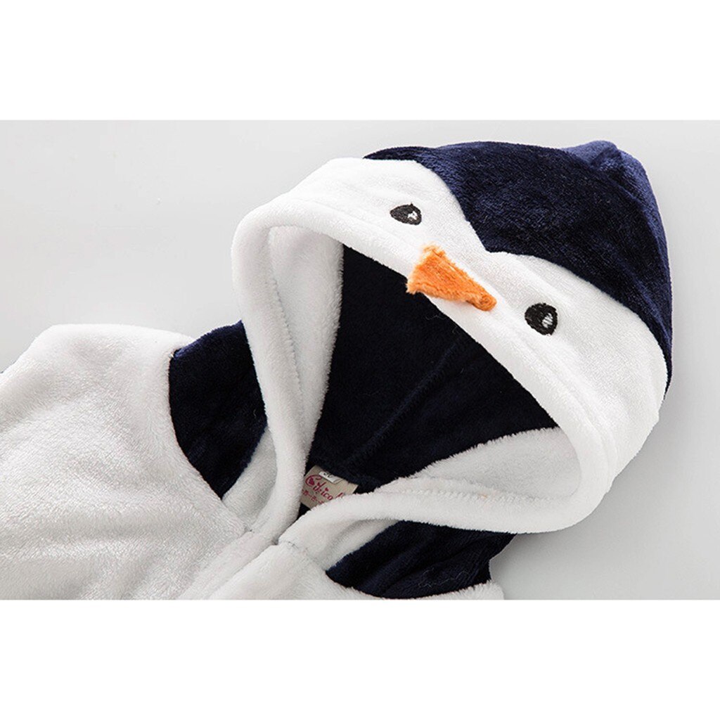 Pinguïn Badjas Kids Peuter Baby Cartoon Animal Capuchon Badhanddoek Baby Flanellen Baden Robe De Chambre Enfant Пижама